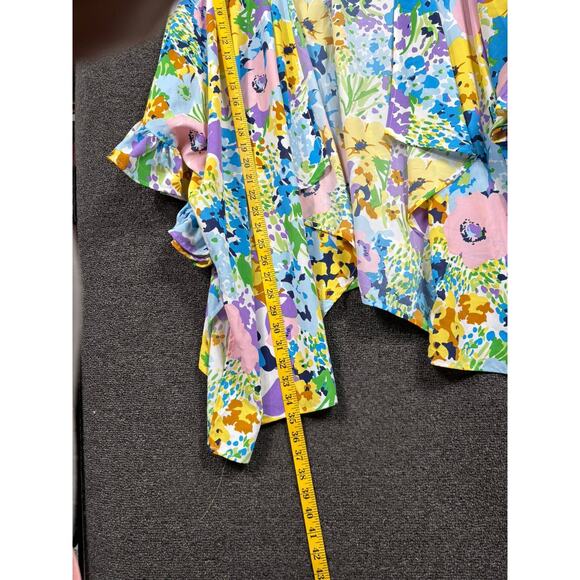 Umgee Colorful Floral Open Front Kimono Top Womens 1XL/2XL Blue Yellow Pink NEW - Picture 6 of 7